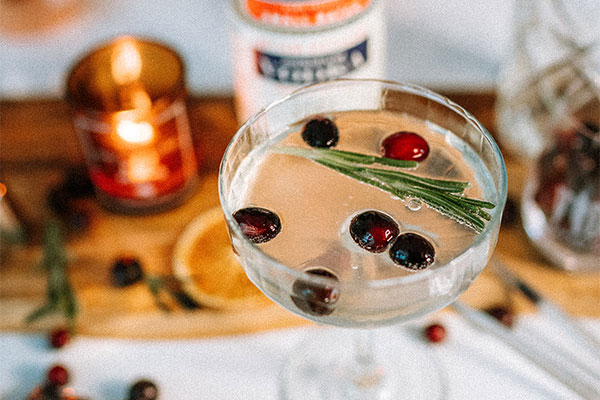 VIDO Sparkling Cranberry Rosemary Cocktail